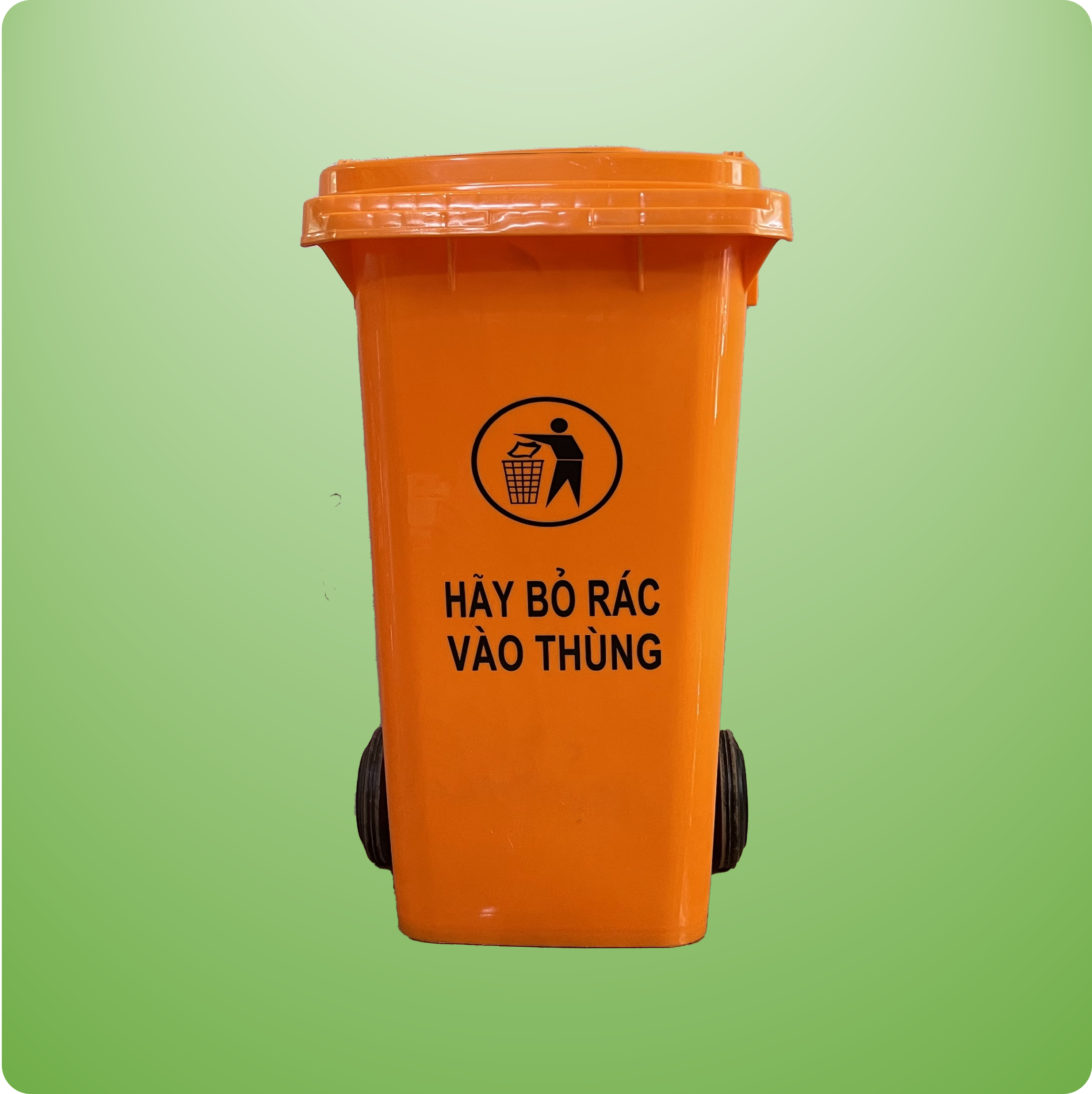 THÙNG RÁC 120L - NẮP KÍN - MÀU CAM