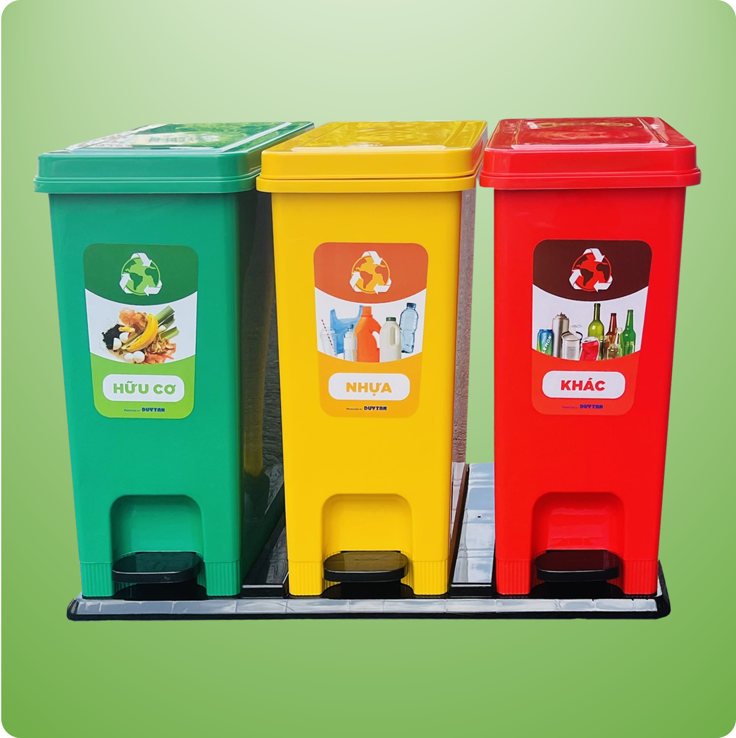THÙNG RÁC 60L - PHÂN LOẠI - 3 MÀU (ECO BỘ 3)