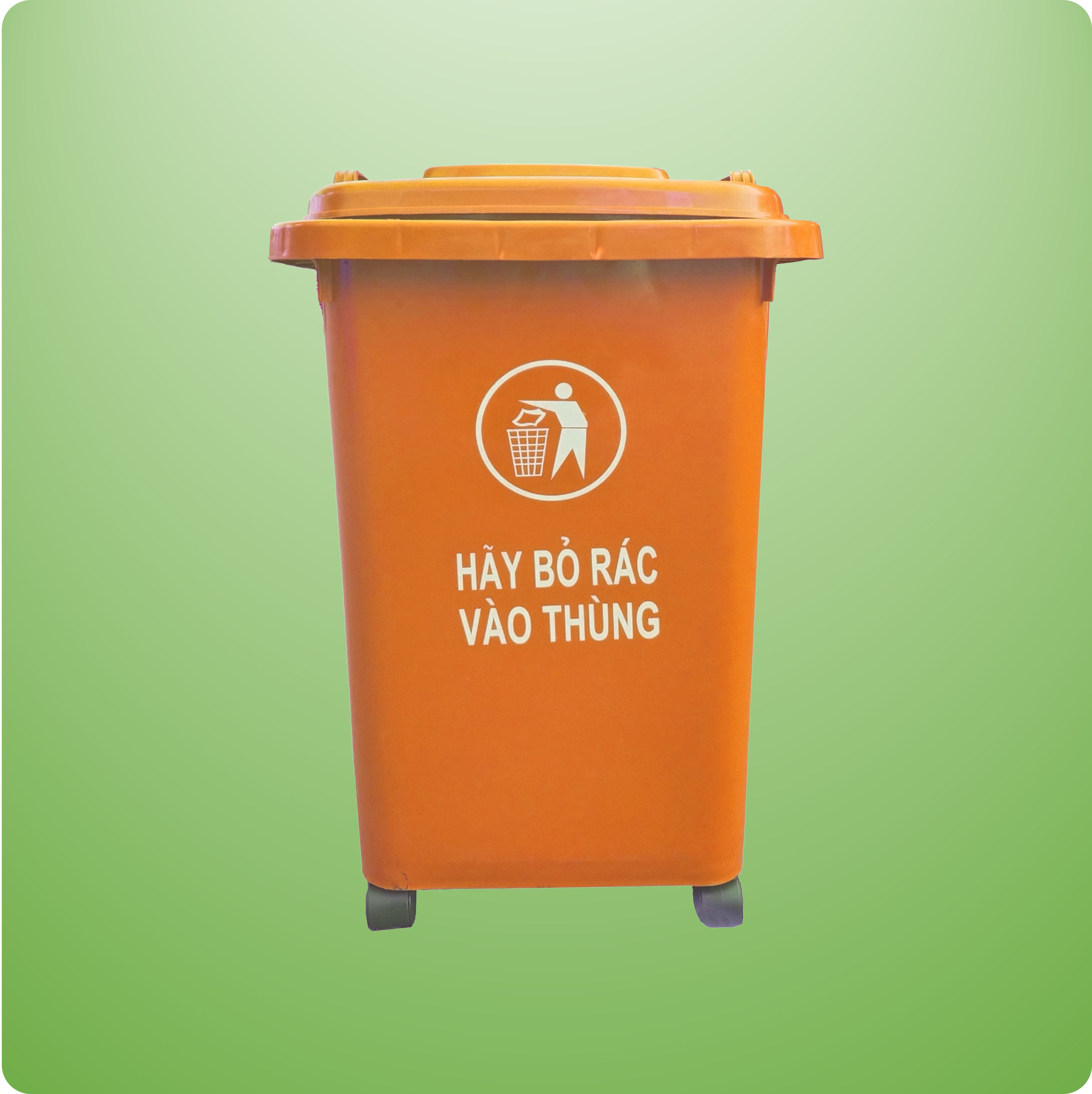 THÙNG RÁC 60L - NẮP KÍN - MÀU CAM