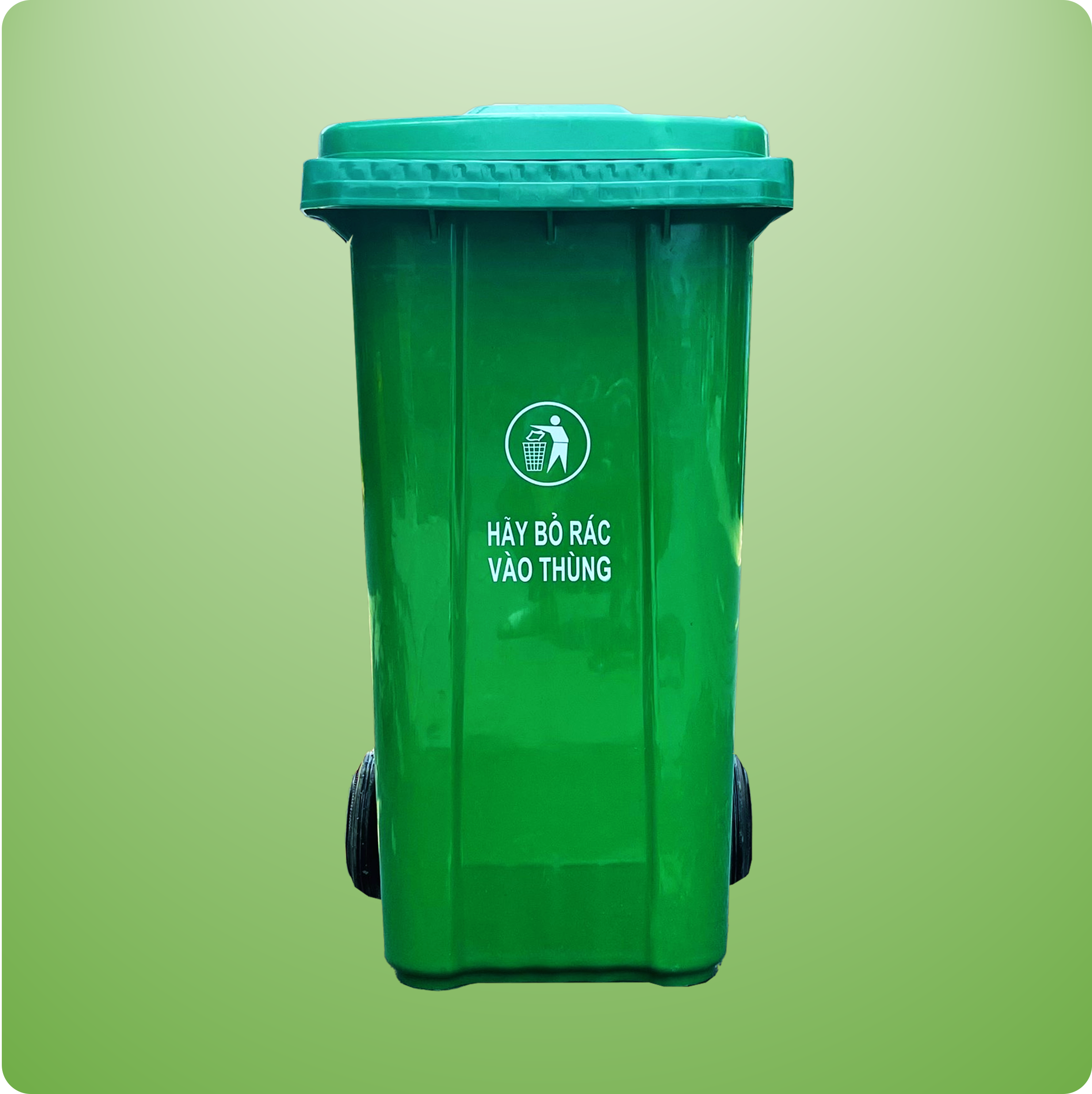 THÙNG RÁC 160L - NẮP KÍN - XANH LÁ