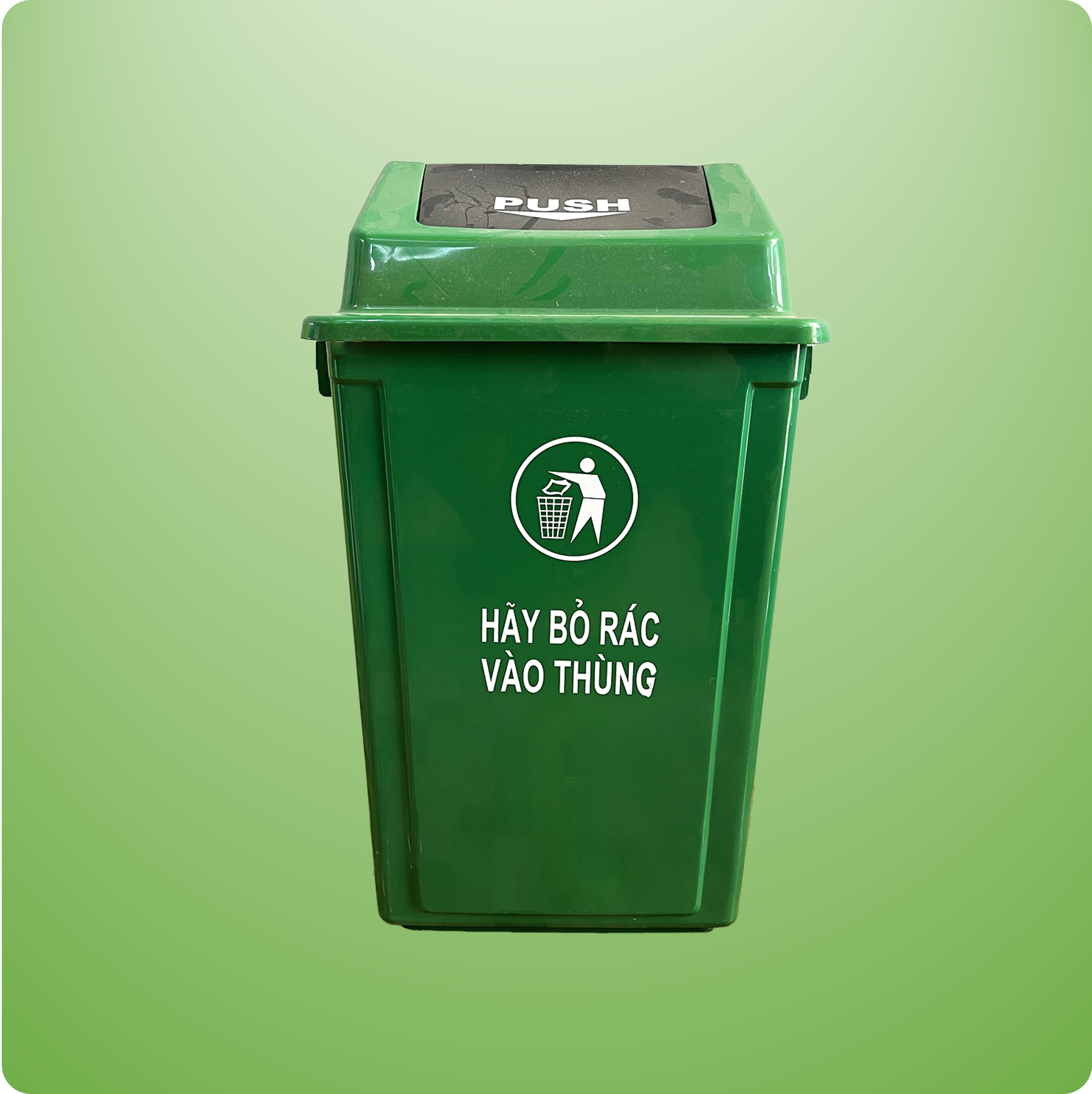 THÙNG RÁC 60L - NẮP LẬT - XANH LÁ